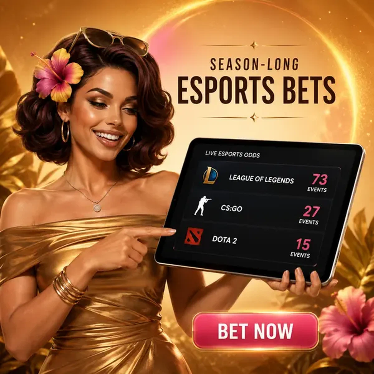 Esports-Wetten-Tablet leuchtet bei Season-Long Billionaire Spin mit Live-Quoten-Anzeige