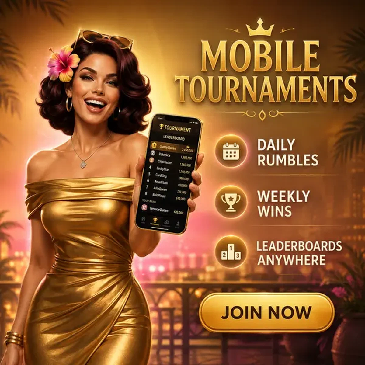 Spieler zeigt Turnier-App-Leaderboards bei Tournament play in your pocket Mobile-Interface