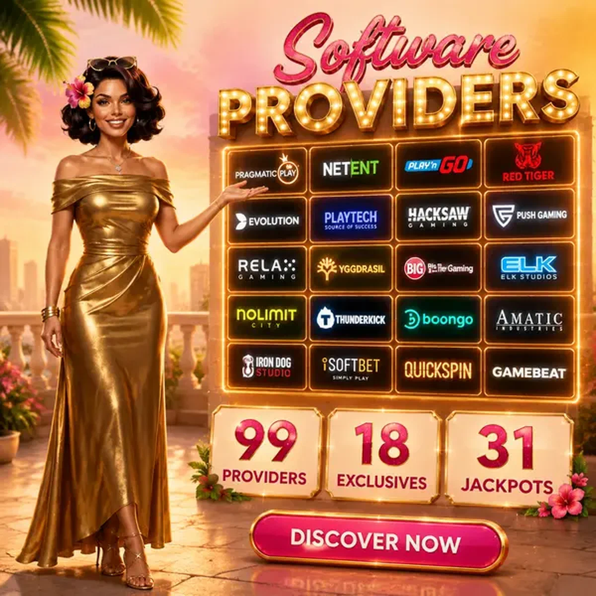 Kurator präsentiert 99 Softwareanbieter bei Billionaire Spin Mosaik-Wand-Display